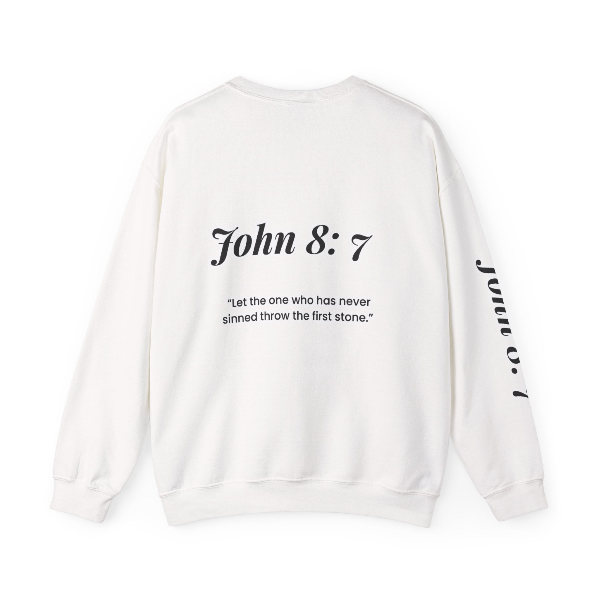 first to throw the stone | John 8:7 Christian Crewneck Sweatshirt