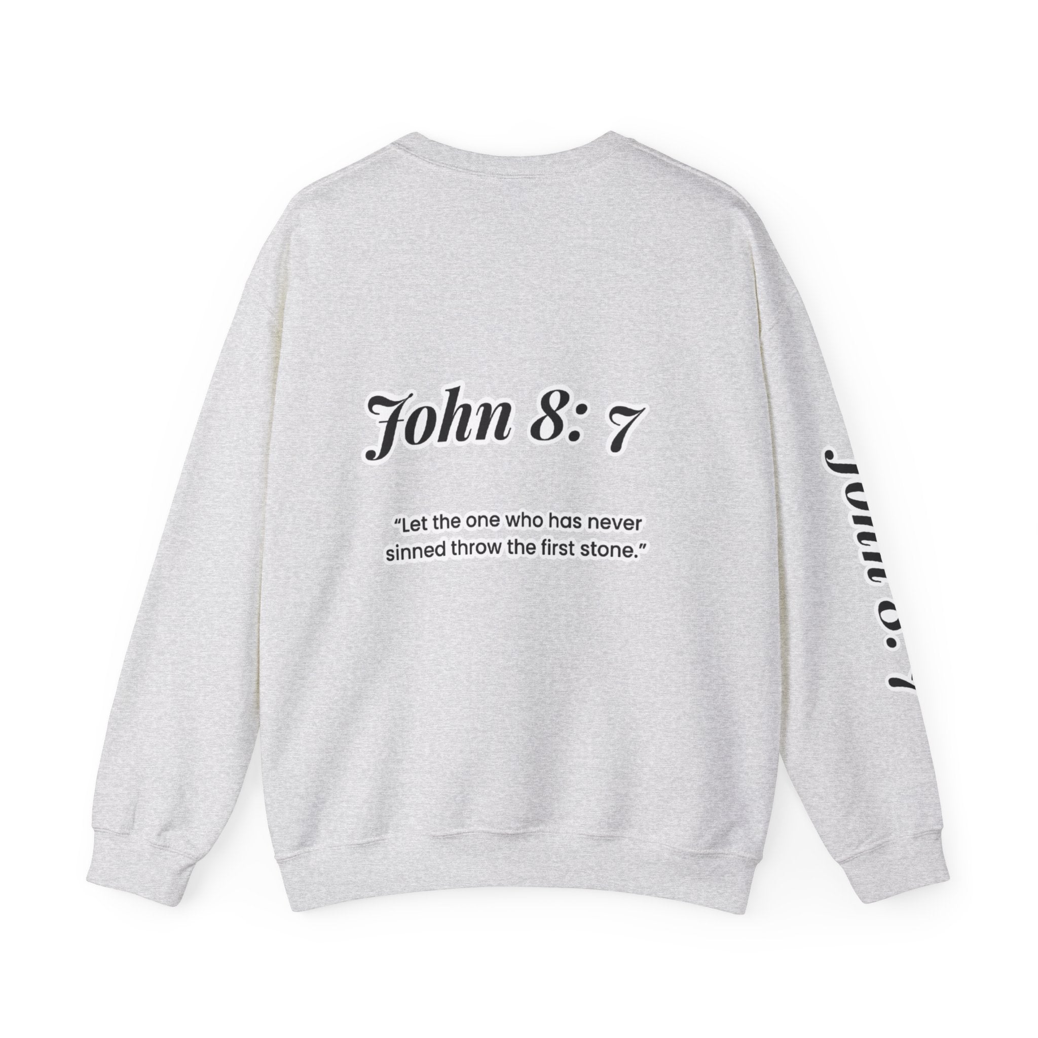 first to throw the stone | John 8:7 Christian Crewneck Sweatshirt