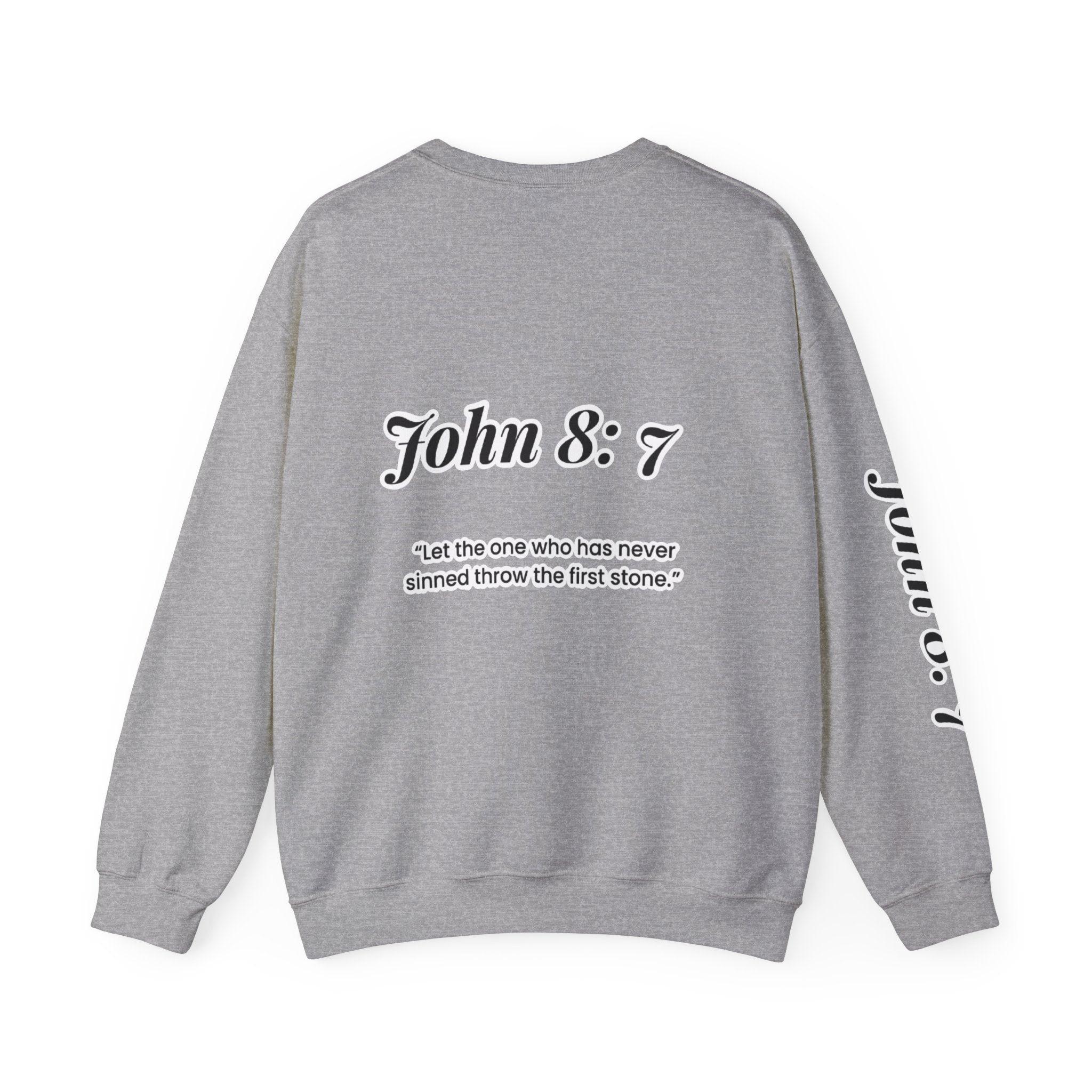 first to throw the stone | John 8:7 Christian Crewneck Sweatshirt