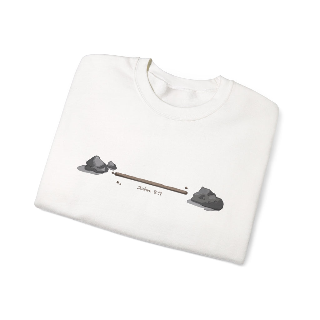 first to throw the stone | John 8:7 Christian Crewneck Sweatshirt