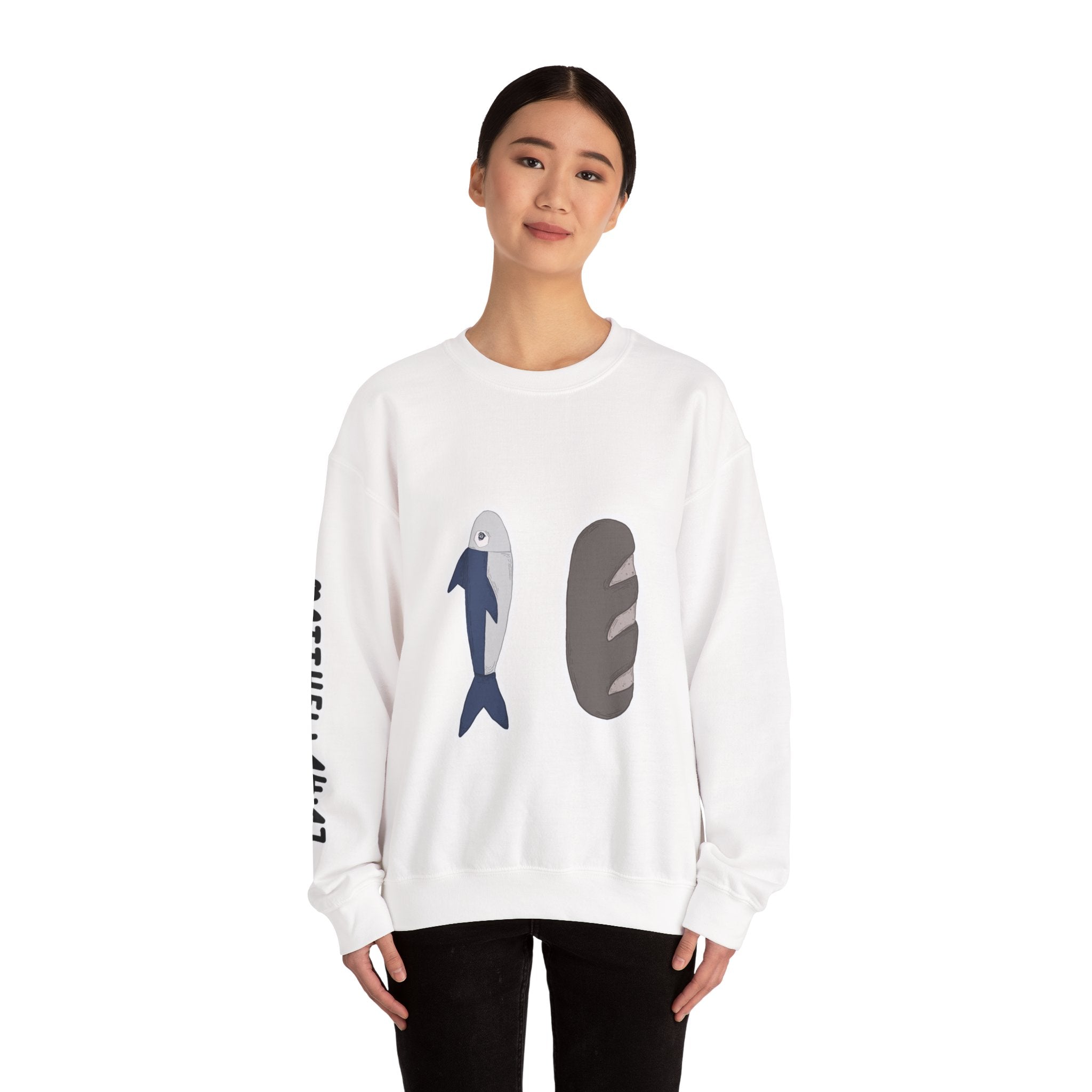 The loaves and the fish | Matthew 14:17 Christian Crewneck Sweatshirt