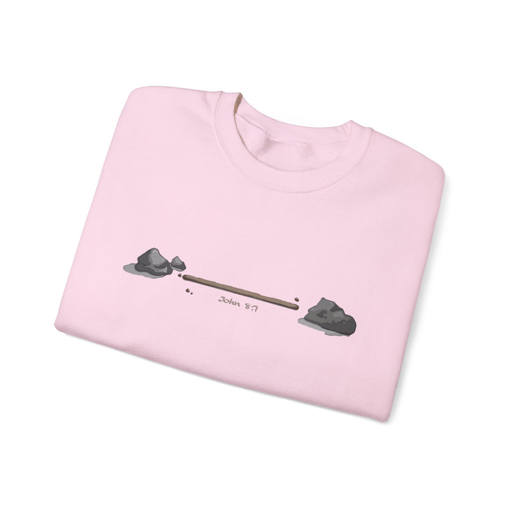 first to throw the stone | John 8:7 Christian Crewneck Sweatshirt