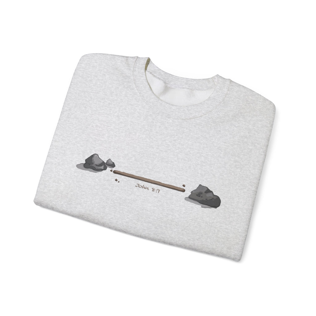 first to throw the stone | John 8:7 Christian Crewneck Sweatshirt