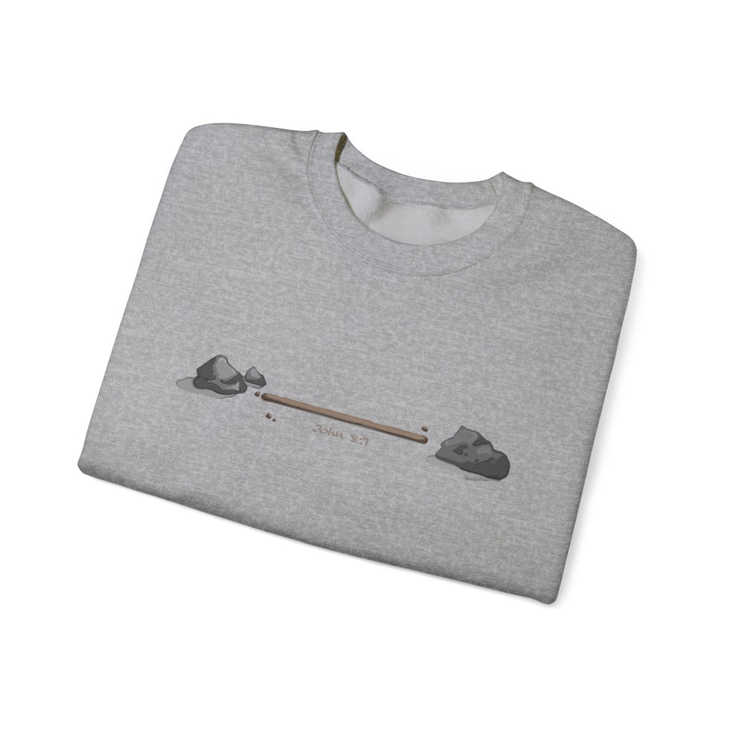first to throw the stone | John 8:7 Christian Crewneck Sweatshirt