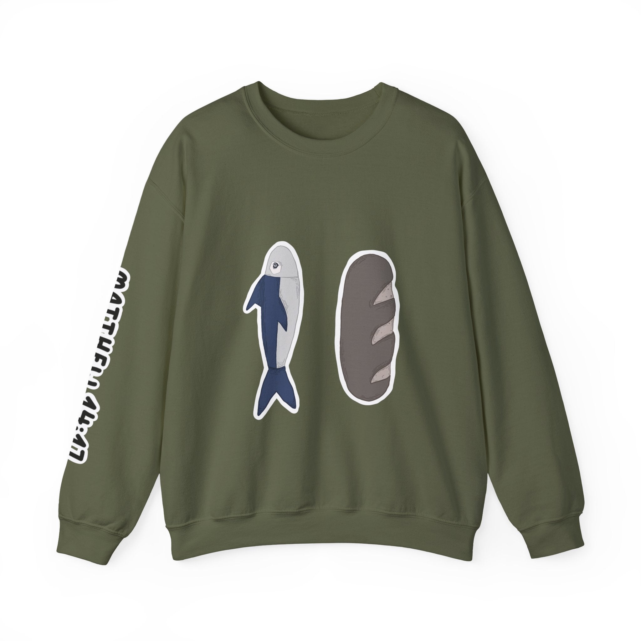 The loaves and the fish | Matthew 14:17 Christian Crewneck Sweatshirt