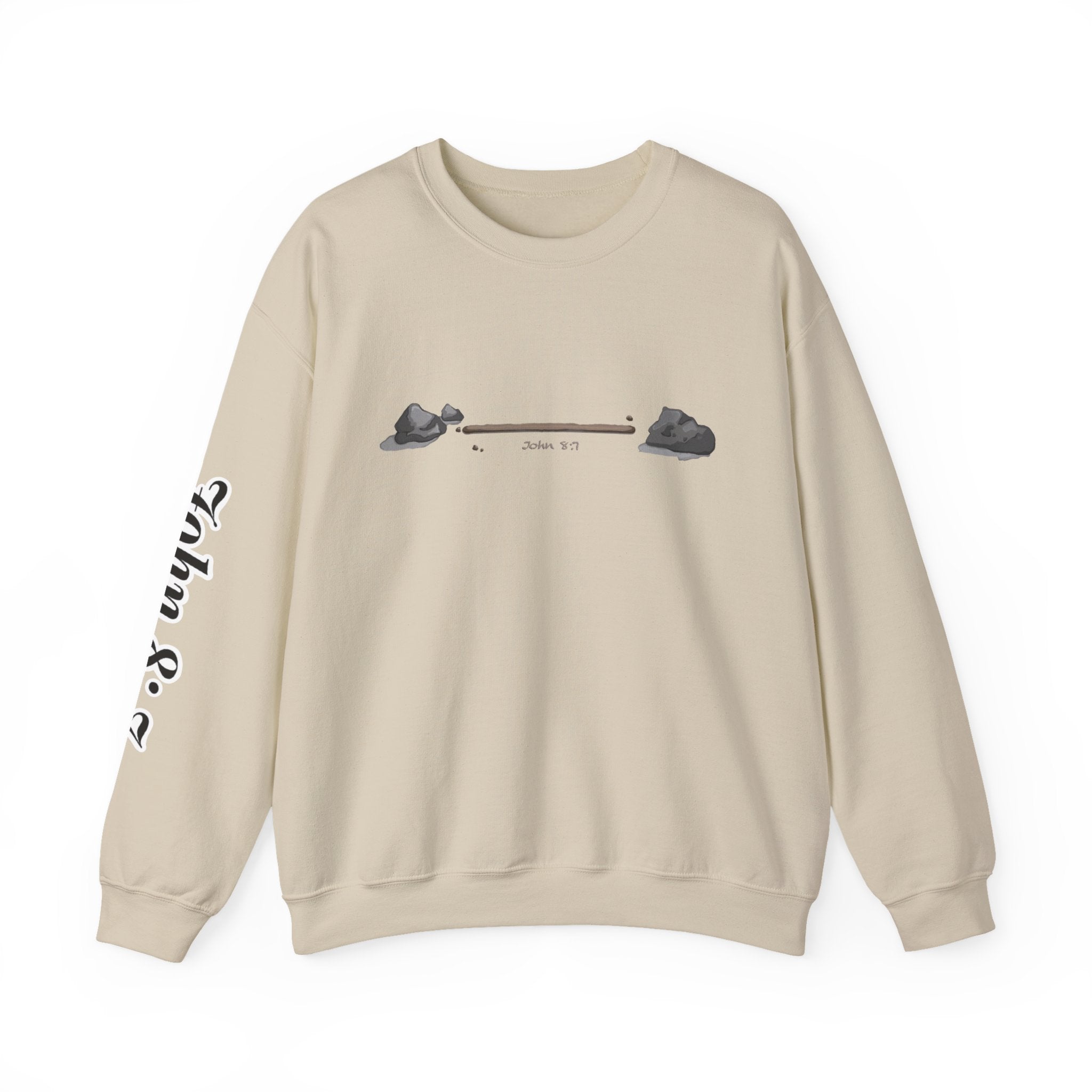 first to throw the stone | John 8:7 Christian Crewneck Sweatshirt